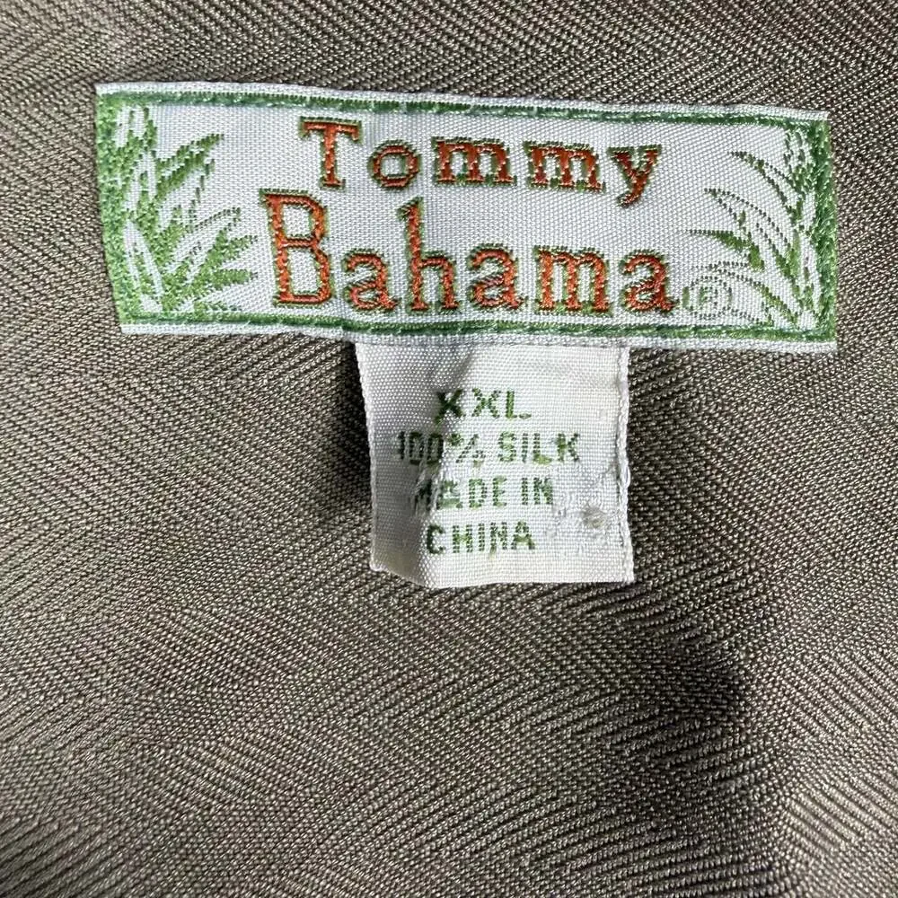 Tommy Bahama Men's Olive Green 100% Silk Long Sleeve Button Down Shirt XXL